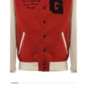 Men's Red and Cream Varsity Bomber Jacket